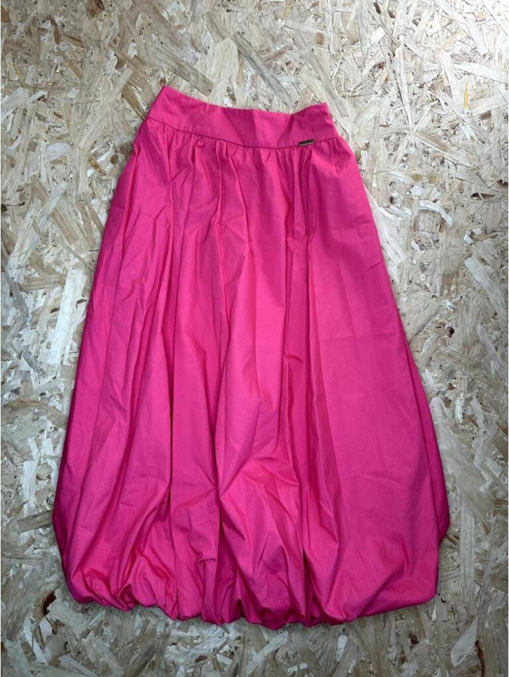 Missguided Pink Bubble Hem Midi Skirt Womens Size S Pleated High Waist